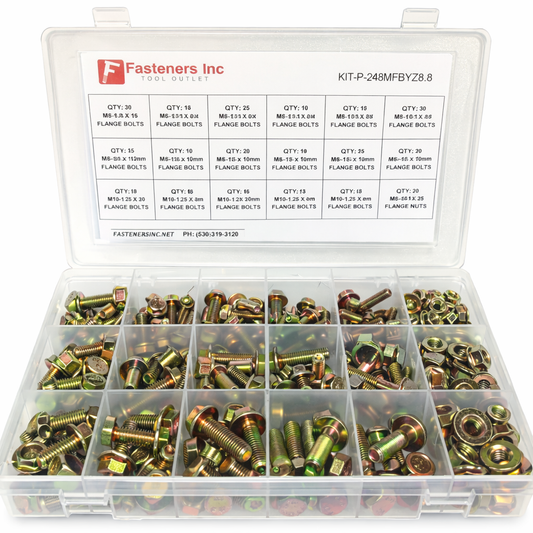 248 Metric Grade 8.8 YZ Hex Flange Screws Frame Bolts & Lock Nuts Assortment