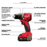 Milwaukee 3602-21P M18 Compact Brushless 1/2" Hammer Drill/Driver Kit