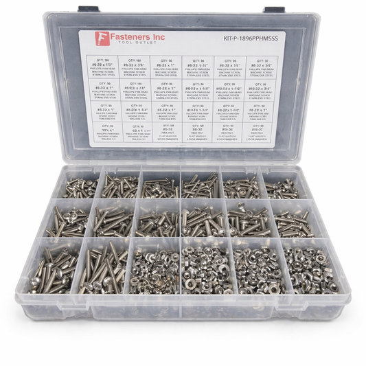 Assorted Stainless Steel Phillips Pan Machine Screws, Nuts, Lock and Flat Washer