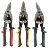 Vulcan Tools Aviation Snips Set, 10-1/8 in OAL, Left/Right/Straight Cut, Carbon Steel Blade, Cushion Grip Handle