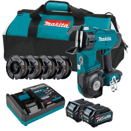 Makita GRT01D 40V max XGT Lithiumium Ion Brushless 16 Gauge Rebar Tying Tool Kit (2.5 Ah)