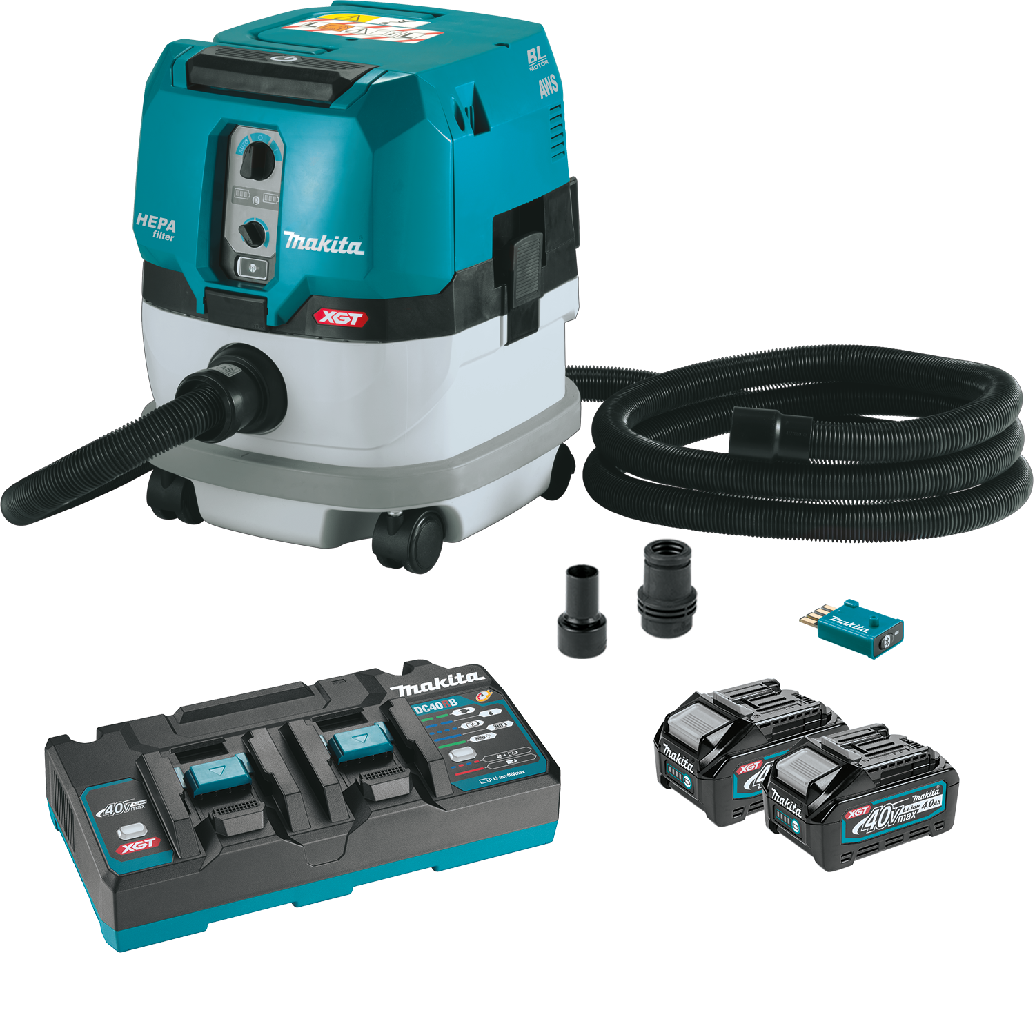Makita GCV02PMU 40V max XGT Brushless 2.1 Gallon HEPA Filter Dry Dust Extractor Kit