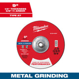Milwaukee 49-94-0601 4-1/2" x 1/4" x 7/8" Performance+ Metal Grinding Wheel - Type 27 - 5pk