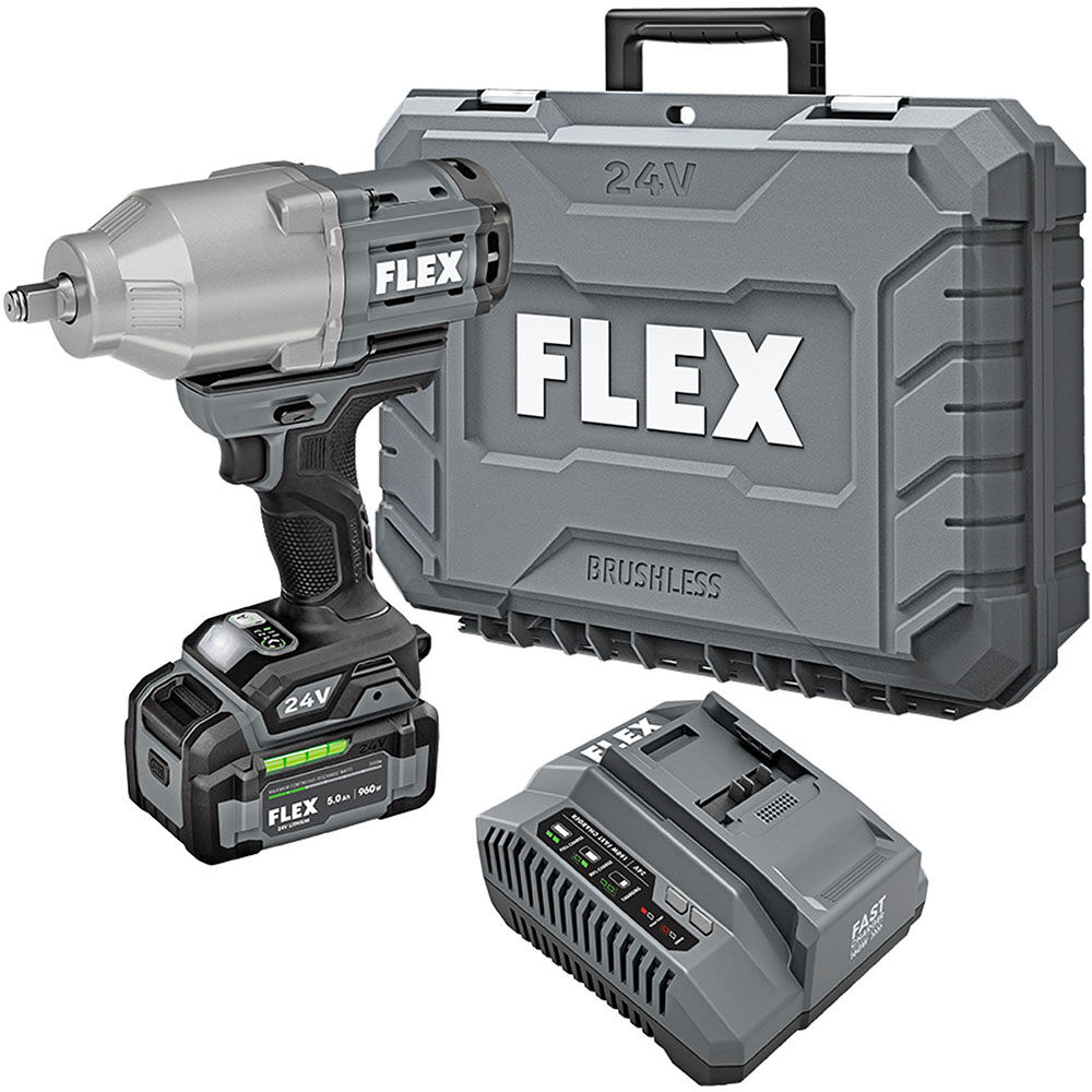 FLEX 24V 1/2-In. High Torque Impact Wrench Kit