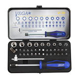 Vega Tools, V-39, Bit and Hand Driver Set, S2 Modified Steel, 1/4"-Hex, Zinc Phosphate + Chrome, Multiple Configurations