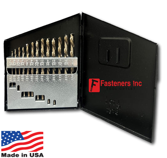 Norseman 13pc Left Hand M7 Drill Bit Set 1/16-1/4 Stud Extractor USA MADE LF-13