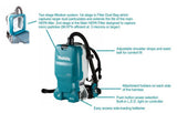 Makita XCV18ZX 18V X2 (36V) LXT Backpack Dry Dust Extractor 1.6 Gallon HEPA FilterAWS