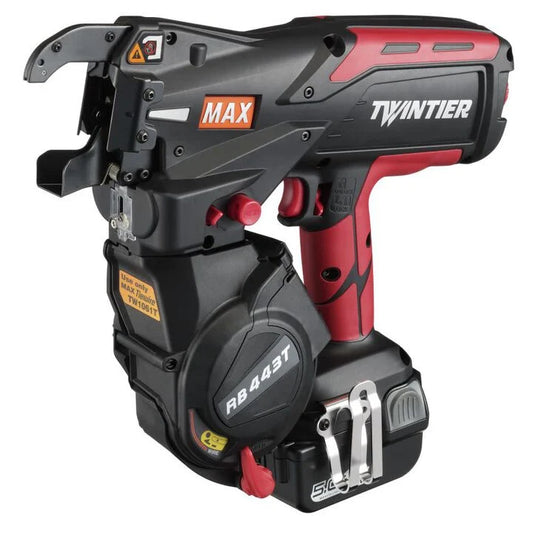 MAX RB443T USA TWINTIER Battery-Powered Rebar Tying Tool #7 x #7 with 19ga Wire