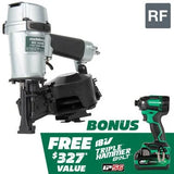 Metabo HPTKNV45AB2M Pro Bundle 1-3/4 Inch Coil Roofing Nailer with BONUS Impact Driver Kit
