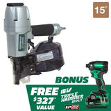 Metabo HPT KNV65AH2M Pro Bundle 2-1/2 Inch Coil Siding Nailer with BONUS Impact Driver Kit