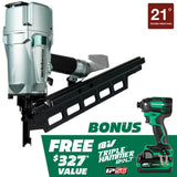 Metabo HPT KNR83A5(S)M Pro Bundle 3-1/4 Inch 21 Plastic Collated Framing Nailer with BONUS Impact Driver Kit