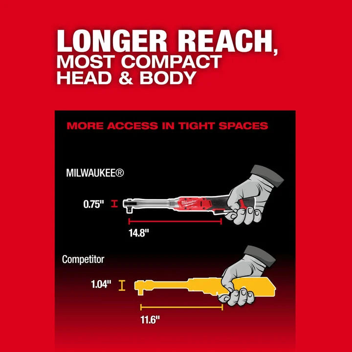 Milwaukee M12 FUEL 1/2 Inch Extended Reach Ratchet (Bare Tool)