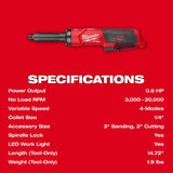 Milwaukee M12 FUEL 1/4 Inch Extended Die Grinder (Bare Tool)