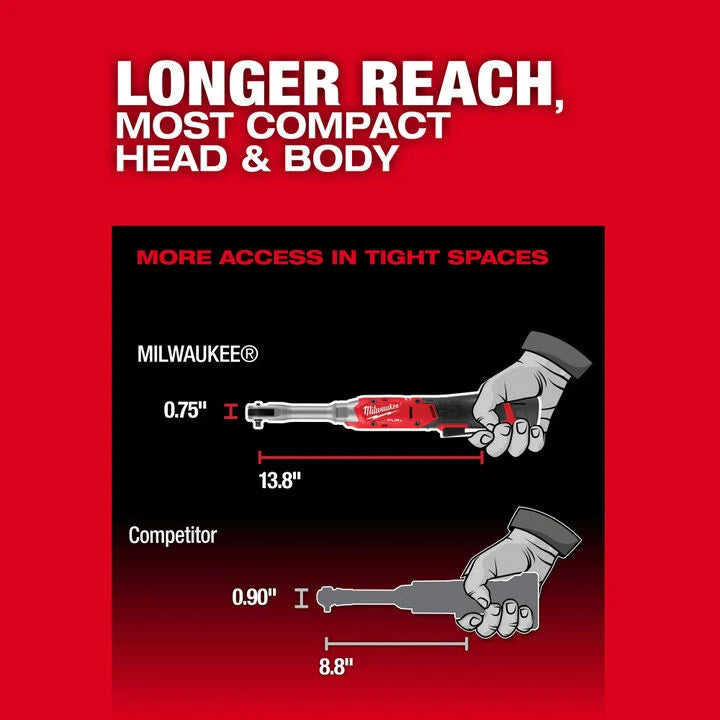 Milwaukee M12 FUEL 1/4 Inch Extended Reach Ratchet (Bare Tool)