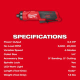 Milwaukee M12 FUEL 1/4 Inch Straight Die Grinder (Bare Tool)