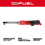 Milwaukee M12 FUEL 3/8 Inch Extended Reach Ratchet (Bare Tool)