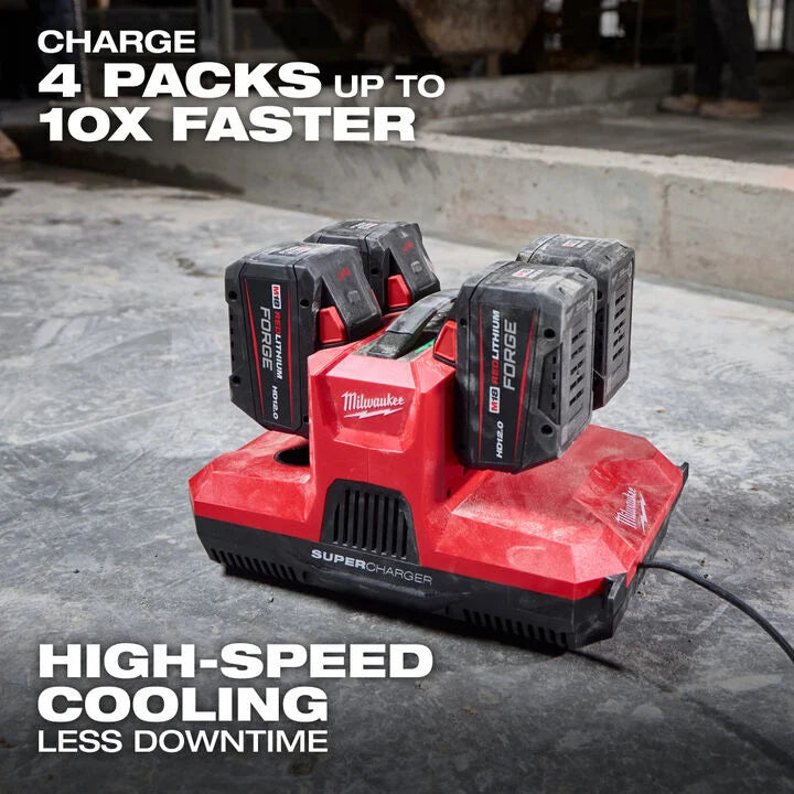 Milwaukee M18 and M12 4-Bay Super Charger with PACKOUT Compatibility