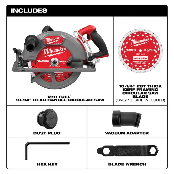 Milwaukee M18 FUEL 10-1/4 Inch Rear Handle Circular Saw (Bare Tool)