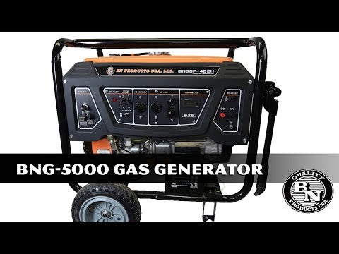 BN Products-USA, BNG5000, Gas Generator, 5000W Rated, 5500W Max, 6.6 gal Fuel Capacity, Electric Start
