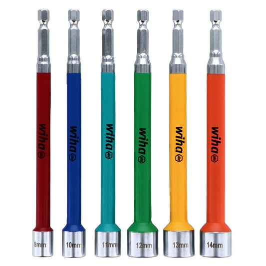 Wiha 70487 6 Piece Color Coded Magnetic Nut Setter Set, Metric