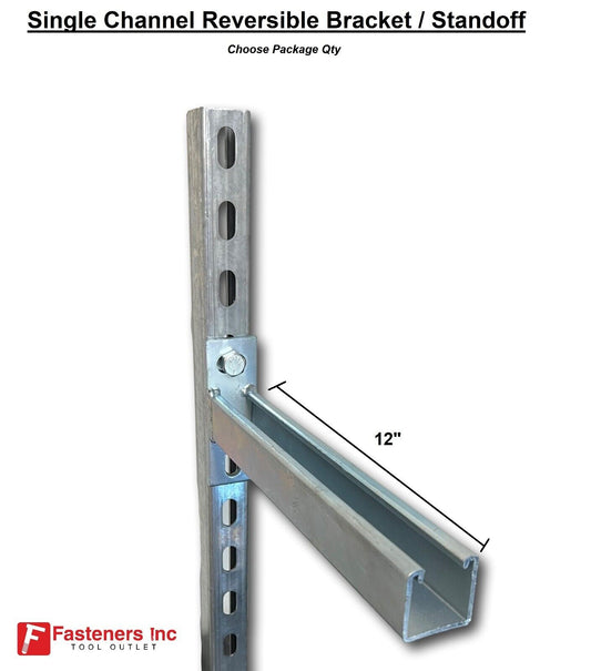 12" Single Channel Reversible Bracket Standoff for Unistrut Strut Solid Post #478612