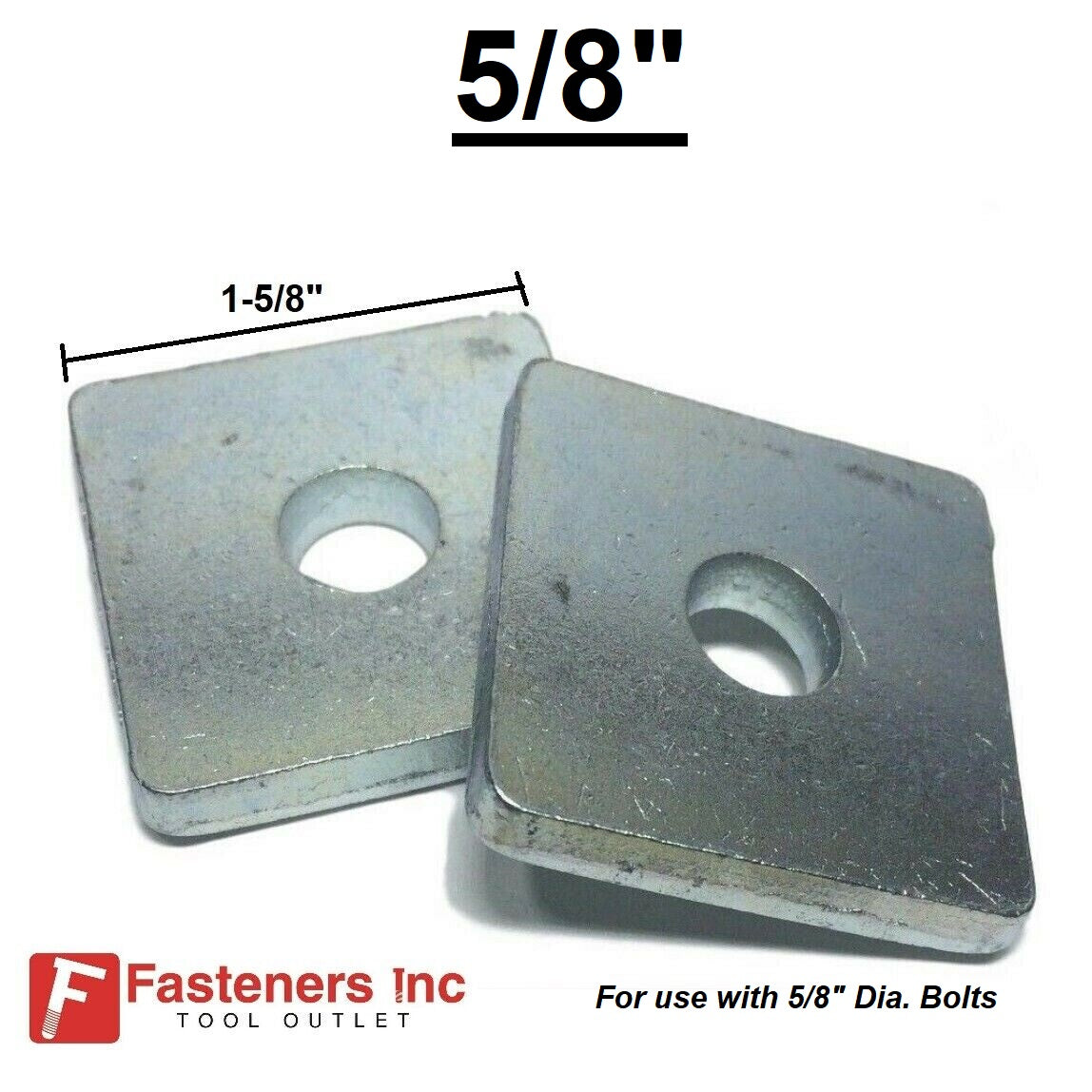 5/8" x 1-5/8" x 1-5/8" Strut Bearing Plate Washers Steel Zinc Plated for Unistrut Channel