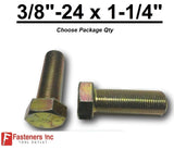 3/8"-24 x 1 1/4" (PT) Hex Bolt Yellow Zinc Plated Grade 8 Cap Screw Fine Thread