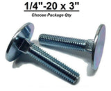 1/4"-20 x 3" Elevator Bolt Zinc Plated Full Thread Grade 2