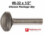 #8-32 x 1/2" Stainless Steel Thumb Screws (Choose Package Quantity)