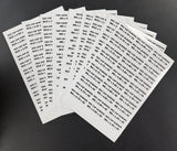 Adhesive Bin Labels Metric Hex Bolts Nuts & Washer White (9 Pages) M4 to M20