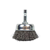 Forney 72730 Cup Brush, Crimped, 2 in x .008 in x 1/4 in Hex Shank