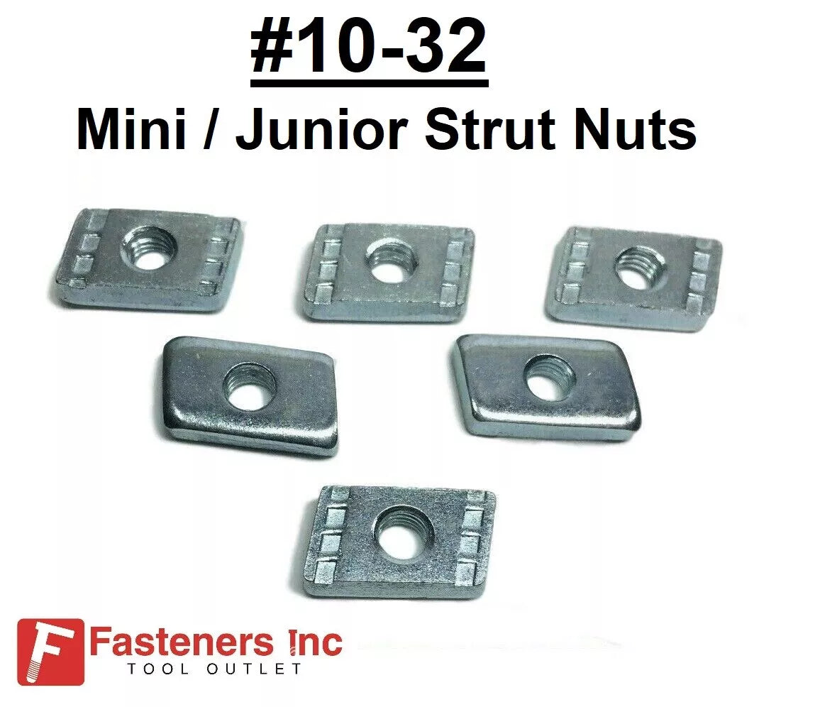 (Qty 100) #10-32 Mini Strut Nuts for 13/32 Deep Junior Unistrut Channel
