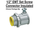 1/2" EMT Conduit UL Set Screw Connector Insulated Die Cast Zinc SSCN-050I