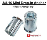 3/8-16 Mini Short Drop-In Concrete Expansion Anchor Zinc Plated (Choose Qty)