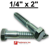 1/4" x 2" Lag Screws Hex Head Zinc Plated
