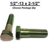 1/2"-13 x 2 1/2" Hex Bolt Zinc Plated Grade 8 Cap Screw Partial Thread
