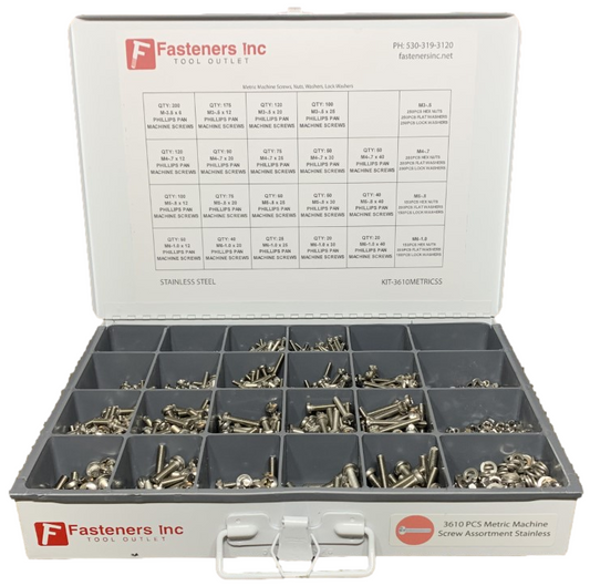 3,610 PIECE ASSORTMENT Metric Stainless Steel Philips Pan Head Machine Screws