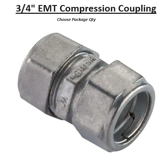 3/4" EMT Conduit UL Compression Coupling Die Cast Zinc CCP-075