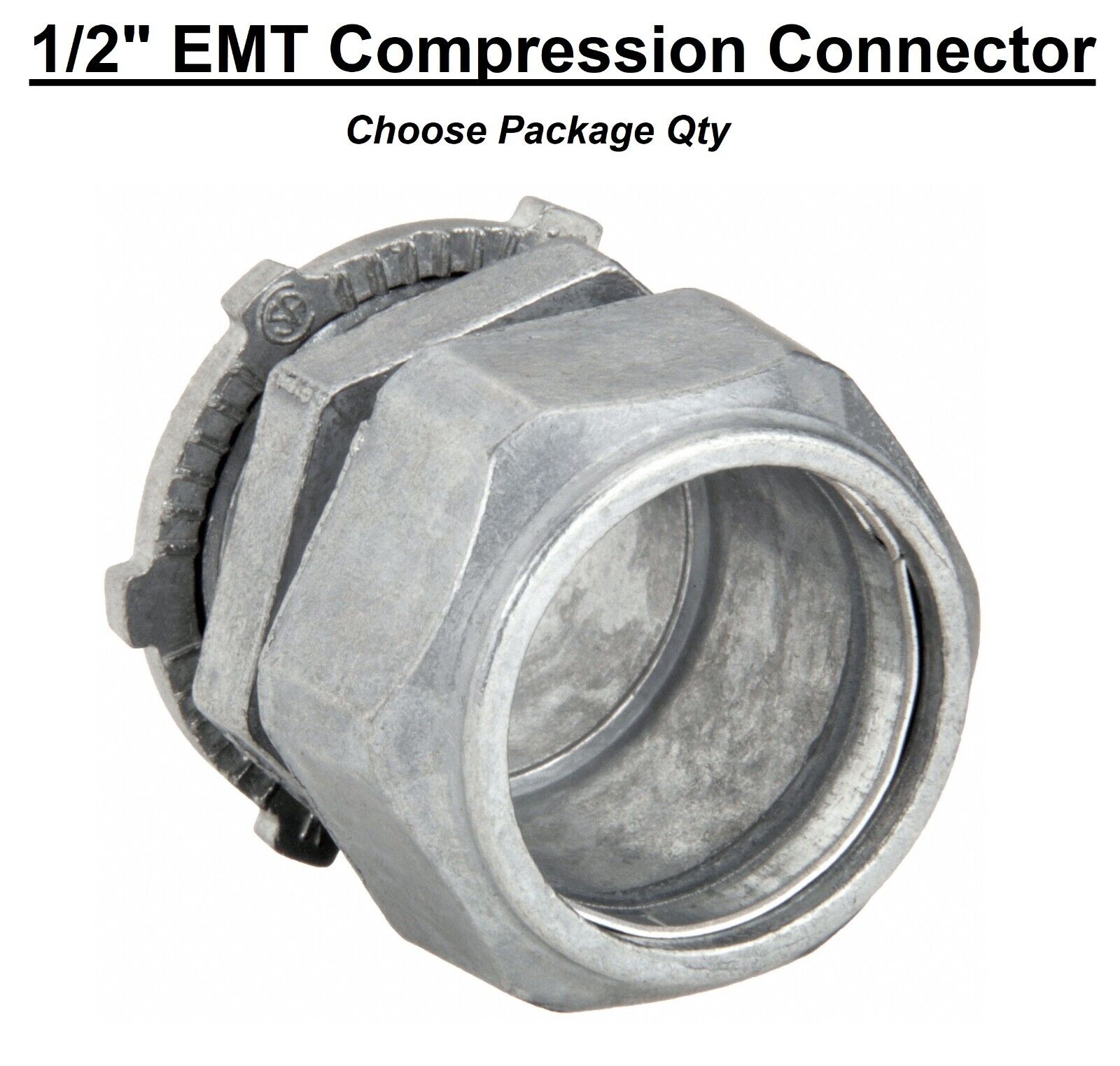 1/2" EMT Conduit UL Compression Connector Die Cast Zinc CCN-050