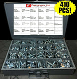 410 pcs Grade 5 Zinc Serrated Hex Flange Bolt & Flange Nut Assortment Kit!