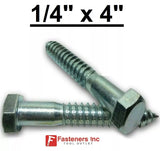 (Choose Qty) 1/4" x 4" Zinc Plated Hex Head Lag Bolt Screws A307