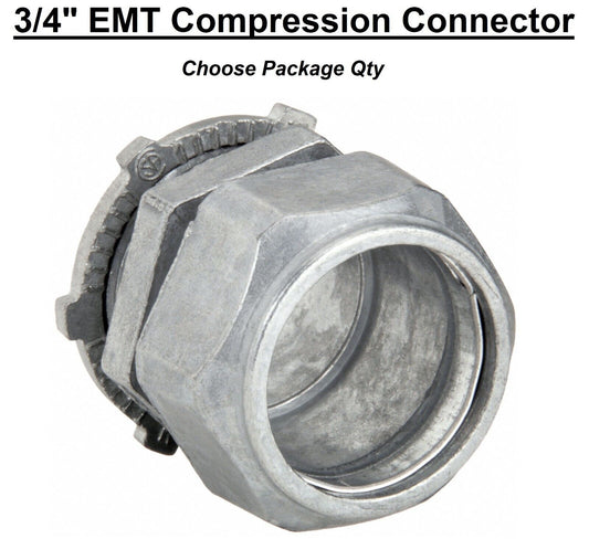 3/4" EMT Conduit UL Compression Connector Die Cast Zinc CCN-075