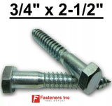 (Choose Qty) 3/4" x 2-1/2" Zinc Plated Hex Head Lag Bolt Screws A307