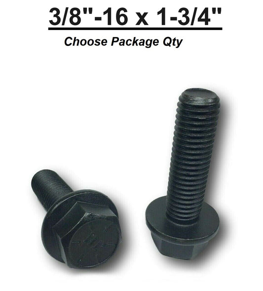 3/8"-16 x 1-3/4" Grade 8 Flange Frame Bolt Plain Black