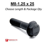 M8-1.25 x 25mm Grade 10.9 Hex Metric Flange Bolts Plain Black Hardened