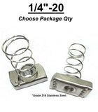 1/4"-20 Stainless Steel Spring Nuts for Unistrut Channel P1006-SS Grade 316