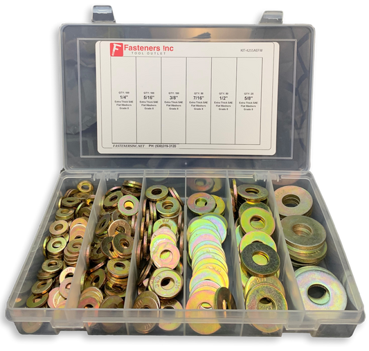 310 Piece Grade 8 USS Extra Thick Heavy Duty Flat Washer Assortment Kit 6 Sizes
