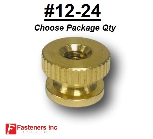 #12-24 Brass Solid Knurled Thumb Nut UNC Decorative