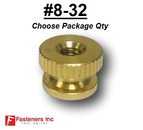 #8-32 Brass Solid Knurled Thumb Nut UNC Decorative