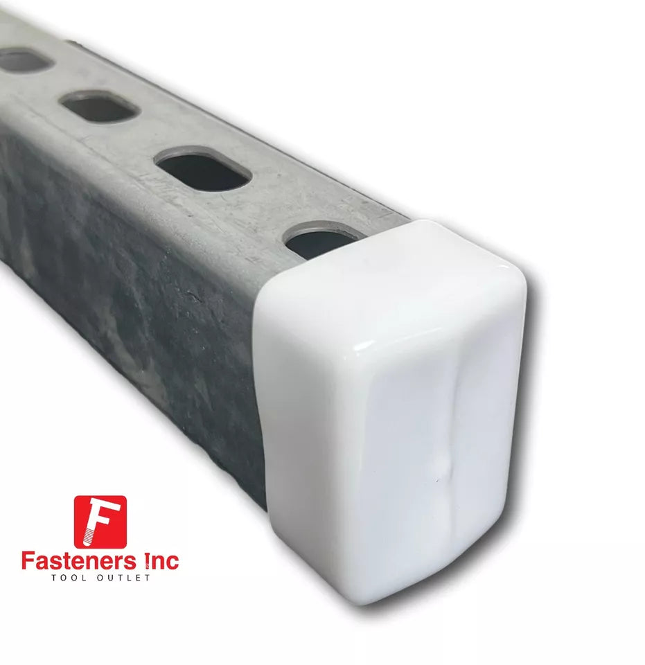 2-7/16" X 1-5/8" White Safety End Cap Caps for Unistrut Channel Plastic / Vinyl